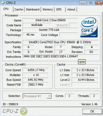  core 2 Duo e8600 OC 